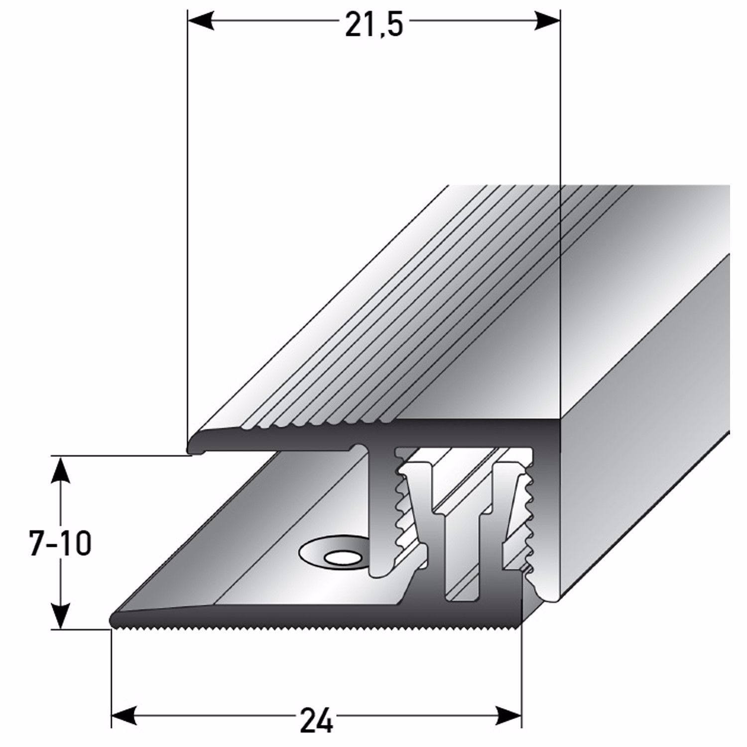 Abschlussprofil 21,5 x 7-10mm - Aluminium gebohrt von Acerto